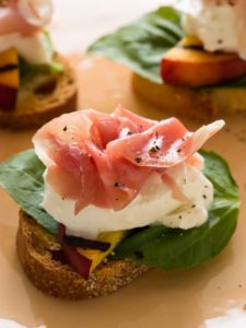 grilled peach burrata prosciutto