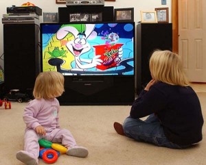 children watching tv